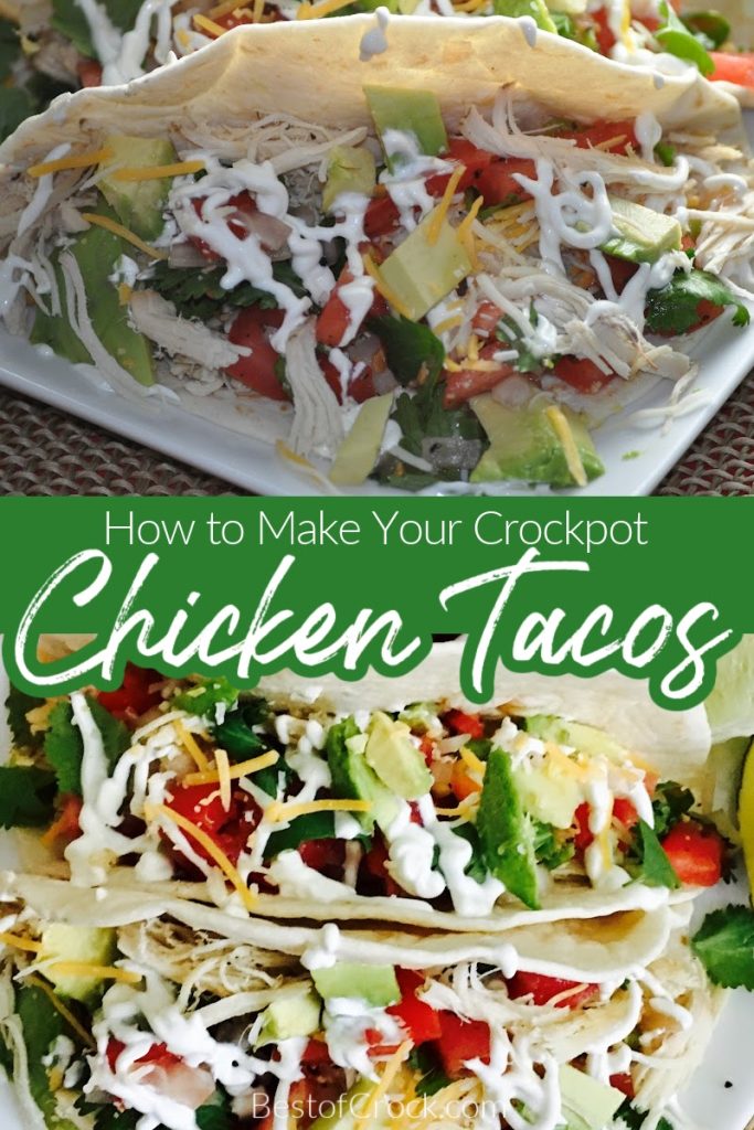Homemade tacos are easy dinner recipes that you can make any night of the week, especially with this crockpot chicken tacos recipe. Shredded Chicken Tacos | Authentic Chicken Tacos | Mexican Chicken Tacos | Crockpot Shredded Chicken | Slow Cooker Tacos with Chicken | Slow Cooker Dinner Recipes | Crockpot Dinner Recipes Chicken | Crockpot Mexican Recipes | Slow Cooker Mexican Recipes #chickenrecipes #crockpotrecipes