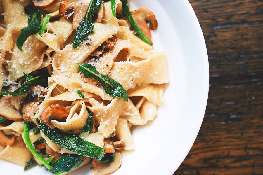 Crockpot Chicken Pasta Recipes Overhead View of a Plate of Pasta