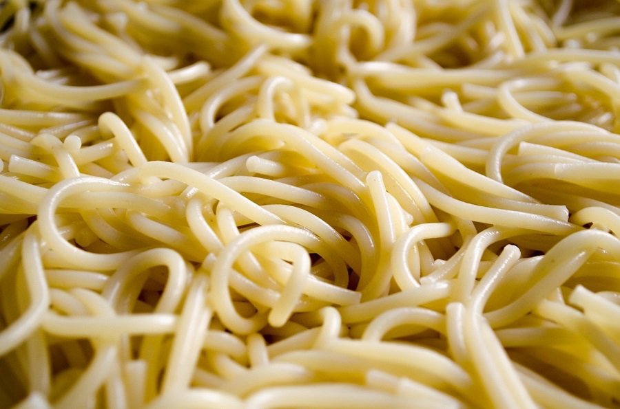 Crockpot Chicken Pasta Recipes Close Up of Cooked Spaghetti