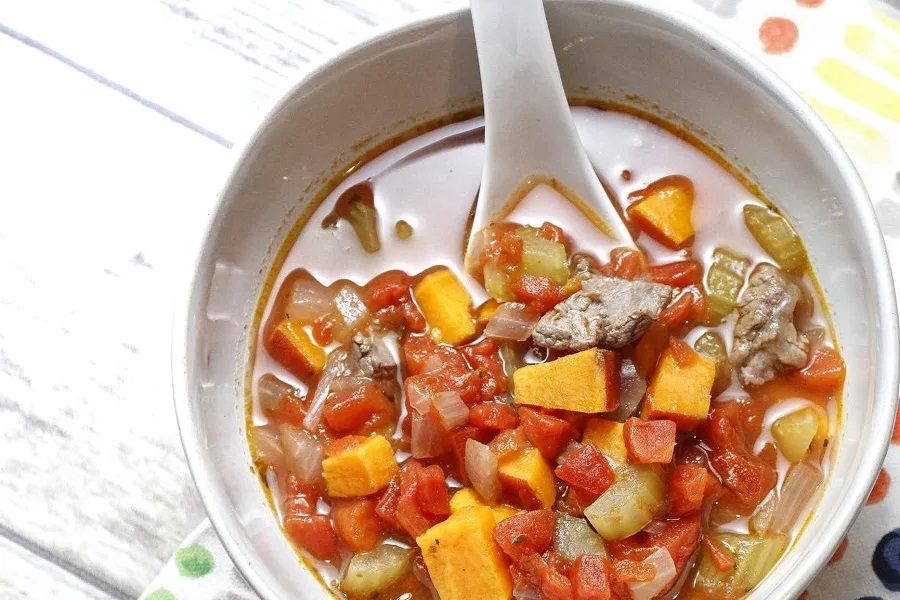 Instant Pot Soups for Winter Overhead View of a Bowl of Beef Stew