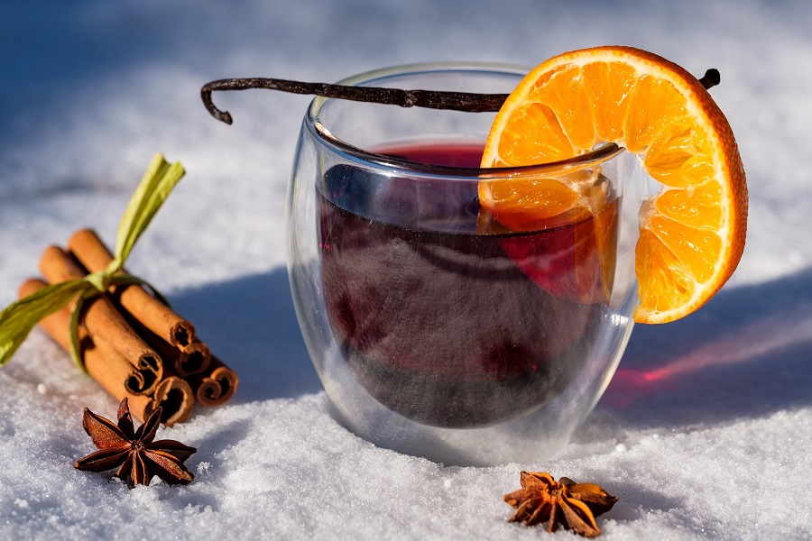 Sangria Recipes for Fall a Glass of Sangria Sitting Outside on Snow with an Orange Slice on the Rim