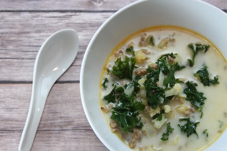 Instant Pot Soups for Winter Overhead View of a Bowl of Kale Soup