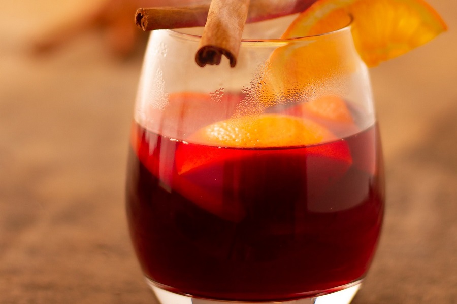 Sangria Recipes for Fall Close Up of the Side of a Glass of Sangria