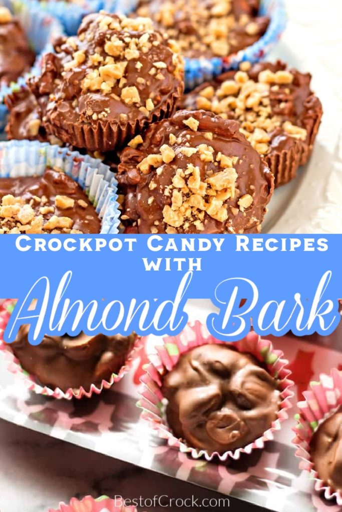 Crockpot candy recipes with almond bark are simple to make, delicious crockpot snacks, or can even become part of a crockpot dessert. Crockpot Dessert Recipes | Crockpot Snack Recipes | Crockpot Holiday Recipes | Slow Cooker Candy Recipes | Slow Cooker Recipes with Chocolate | Homemade Candy Recipes | Slow Cooker Recipes for the Holidays #crockpotrecipes #candyrecipes