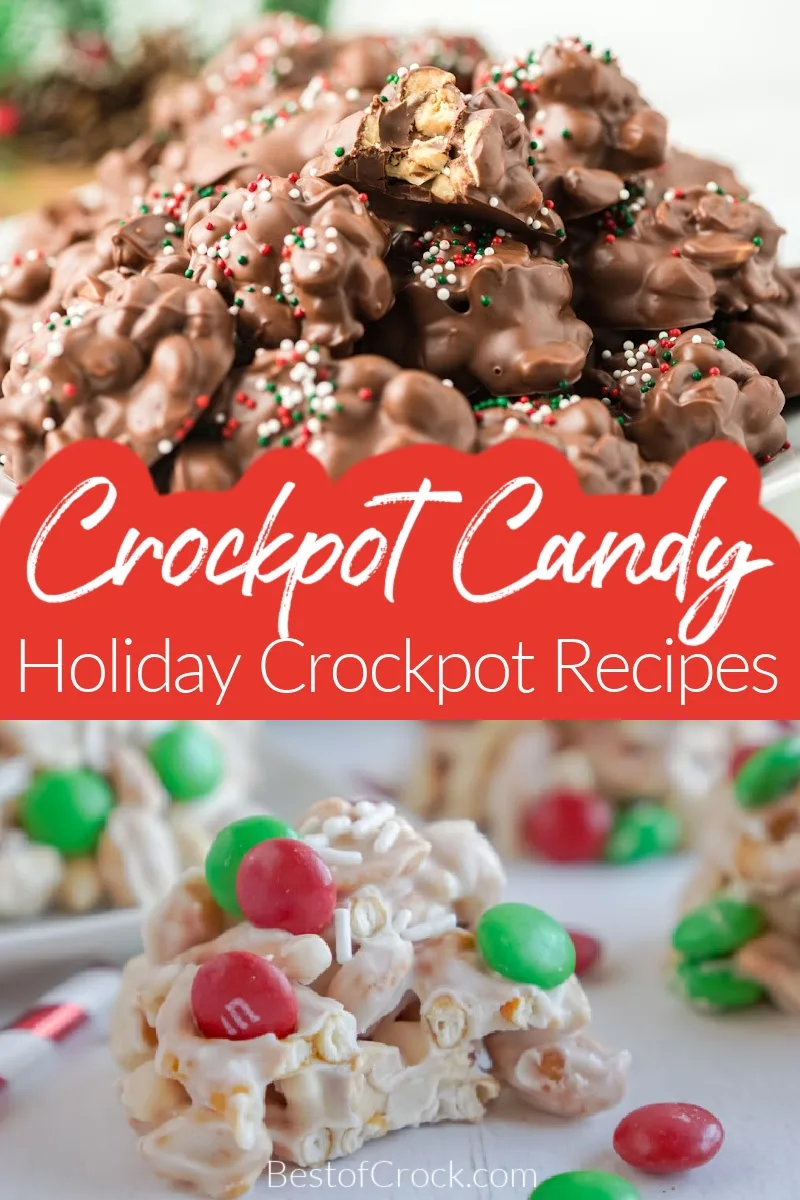 Crockpot candy recipes are perfect holiday slow cooker recipes we can use as gifts or in place of holiday cookie recipes. Crockpot Holiday Recipes | Slow Cooker Holiday Recipes | Candy Recipes for Christmas | Homemade Candy Recipes | Crockpot Recipes with Chocolate | Crockpot Dessert Recipes | Christmas Snack Ideas | Christmas Party Recipes #christmasrecipes #crockpotcandy via @bestofcrock