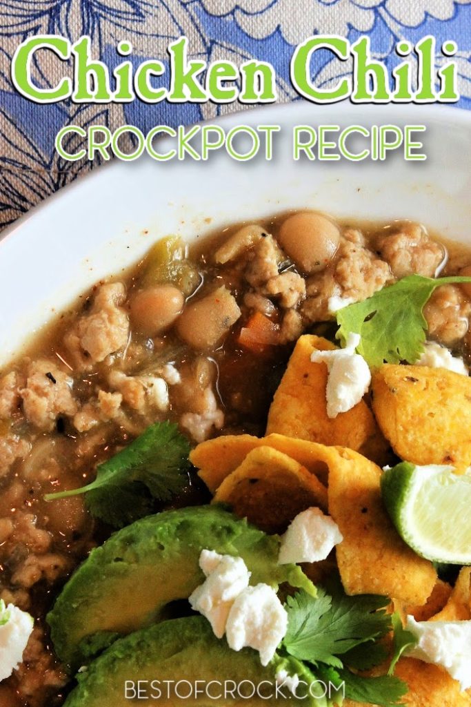 This crockpot ground chicken chili recipe is easy to make and low in fat, making it perfect for a healthy diet. Friends and family are sure to enjoy this homemade chili recipe, too! Slow Cooker Chicken Chili | Crockpot White Chicken Chili | Homemade Chili Recipe | Homemade Chili with Chicken | How to Make Chili in a Crockpot | Crockpot Dinner Recipes | Slow Cooker Comfort Food Recipes | Crockpot Recipes with Chicken #crockpot #chili