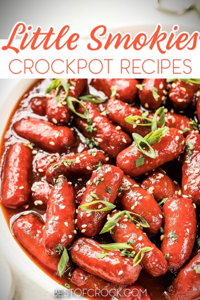 Crockpot little smokies with brown sugar recipes make the best crockpot party recipe for appetizers and finger foods. Crockpot Party Recipes | Party Appetizer Recipes | Crockpot Finger Foods | Slow Cooker Little Smokies with Bacon | Cocktail Weenie Recipes #crockpot #sausage