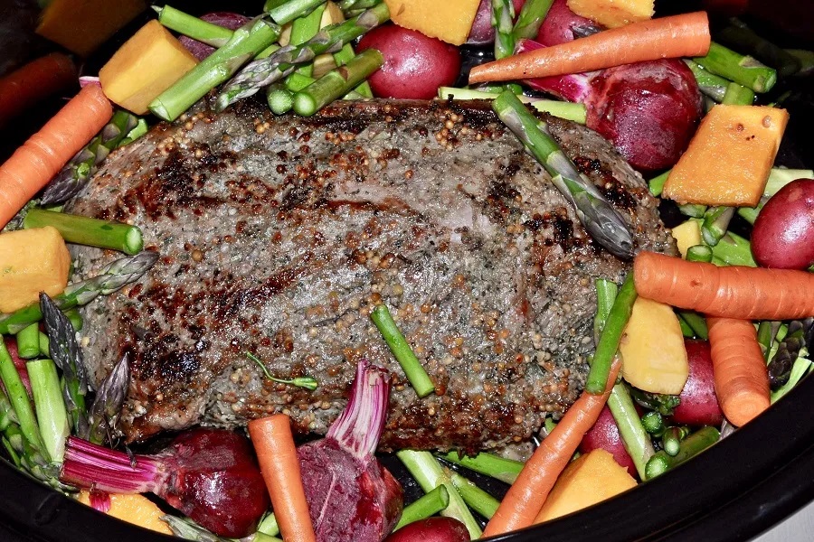 Crockpot Meals for Valentines Day Close Up of a Beef Roast with Veggies