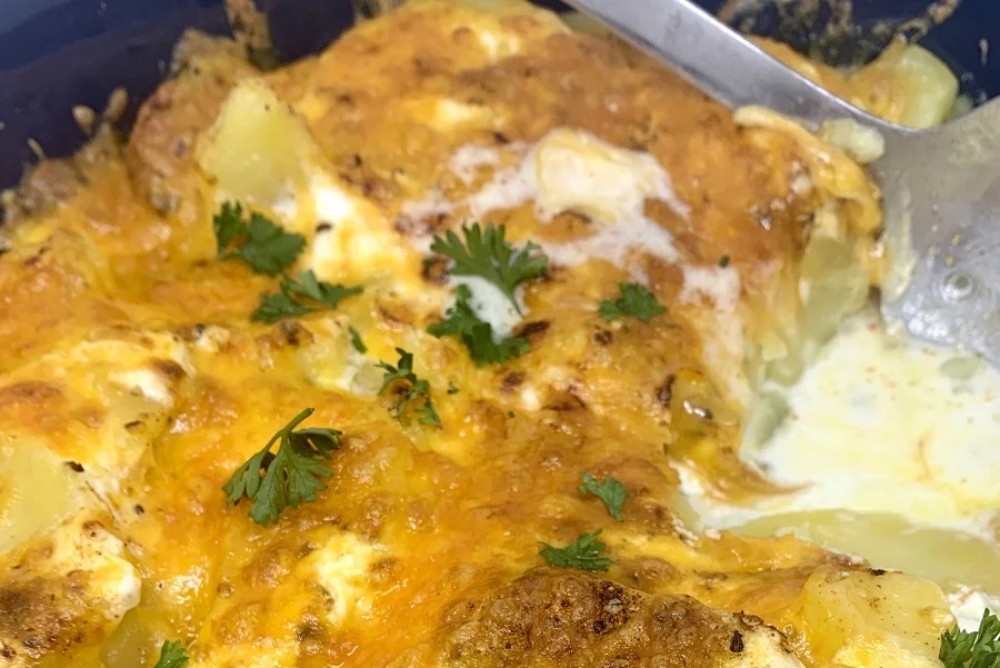 Valentines Day Dinner Instant Pot Recipes Close Up of Scalloped Potatoes