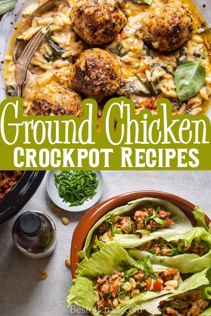 Crockpot dinner recipes with ground chicken make for amazing crockpot family dinner recipes and help with weekly meal planning. Crockpot Recipes with Chicken | Crockpot Family Dinner Recipes | Slow Cooker Ground Chicken Recipes | Slow Cooker Dinner Recipes | Easy Dinner Recipes | Dinner Recipes with Chicken| Crockpot Recipes for Busy Nights | Healthy Chicken Dinner Recipes | Easy Crockpot Recipes #crockpotrecipes #chickendinner