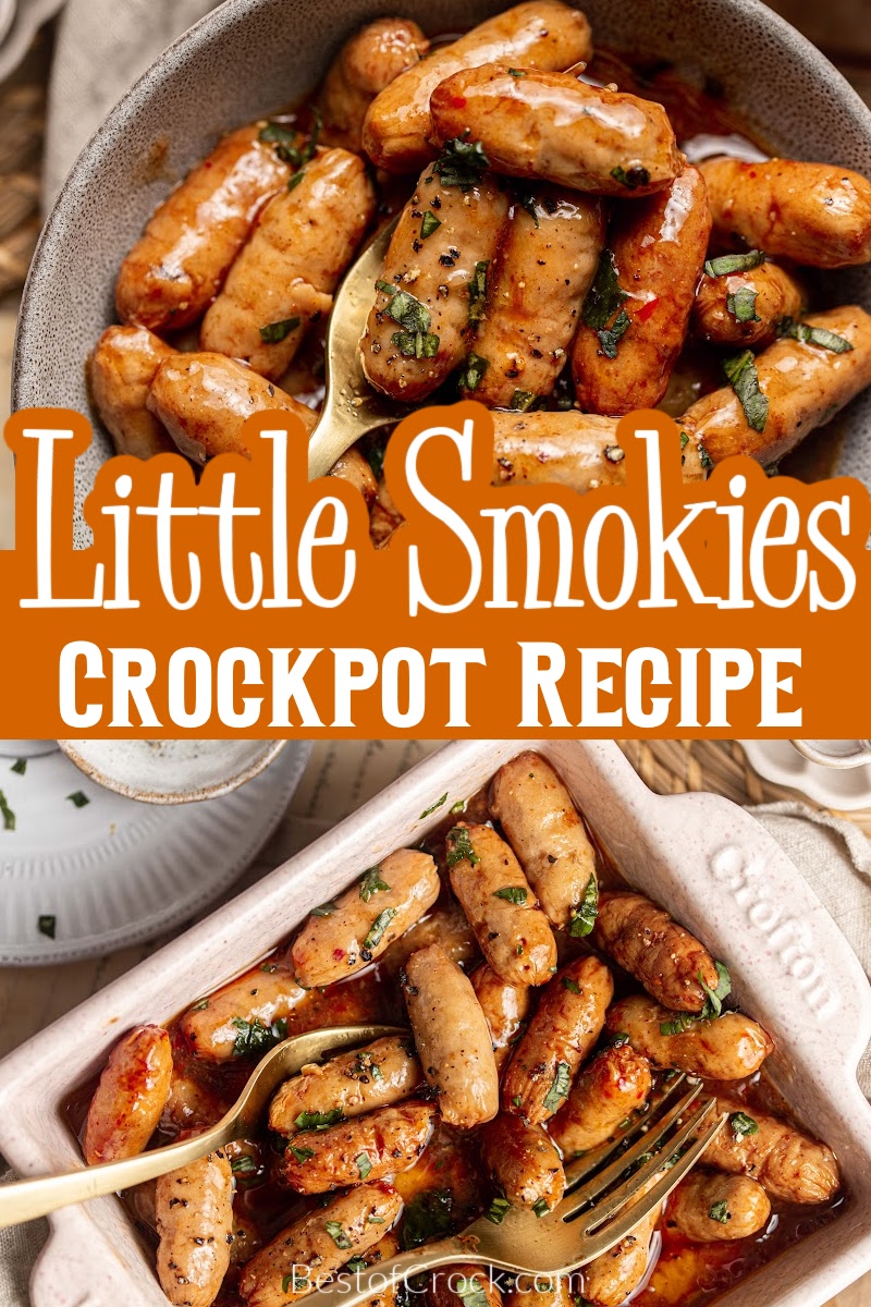 This crockpot little smokies with grape jelly and BBQ sauce recipe is savory and sweet! It's perfect as a crockpot side dish or appetizer! Crockpot Party Recipes | Crockpot Appetizer Recipes | Crockpot Snack Recipes | Crockpot Cocktail Weenies | Slow Cooker Little Smokies Recipes | Cocktail Sausage Recipes | Crockpot BBQ Recipes | Summer Slow Cooker Recipes | Crockpot Recipes for Holiday Parties | Game Day Recipes | Game Day Slow Cooker Recipes #crockpotrecipes #appetizers via @bestofcrock