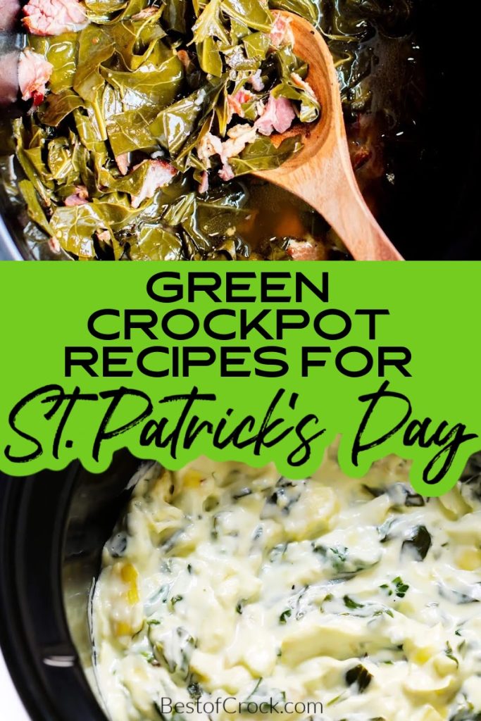 Celebrate the holiday with these green St Patrick’s Day crock pot recipes. They also make for easy St Patties Day party recipes! Crockpot St Patricks Day Recipes | St Patricks Day Party Food| St Pattie's Day Crockpot Recipes | Green Slow Cooker Recipes | St Patricks Day Dinner Recipes | Green Leprechaun Dinner Ideas | Crockpot Holiday Recipes | Slow Cooker Party Recipes #stpatricksday #crockpotrecipes