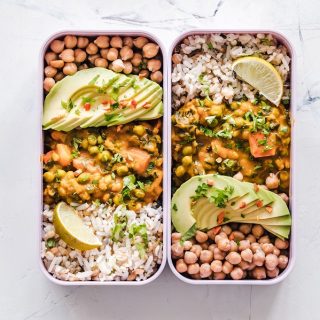 Instant Pot Meal Prep Recipes for Spring Overhead View of Two Meal Prep Containers