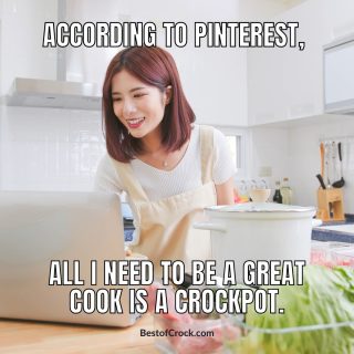 Crockpot Jokes According to Pinterest, all I need to be a great cook is a crockpot.