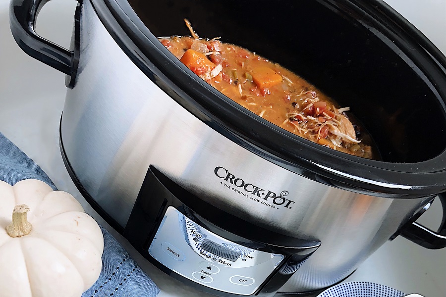 Funny But True Slow Cooker Quotes Close Up of a Crockpot with Food Inside