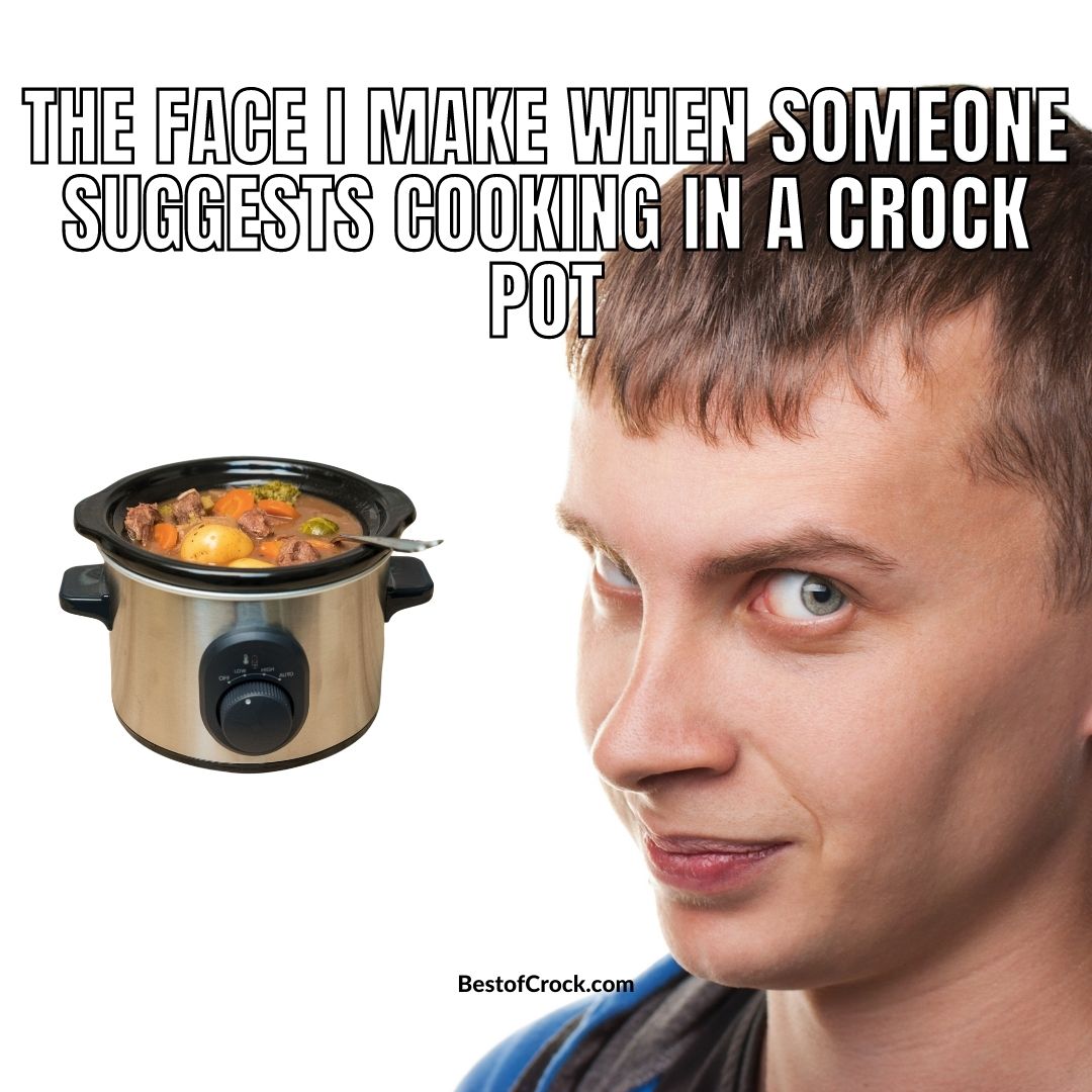 Funny Slow Cooker Quotes The face I make when someone suggests cooking in a crock pot.