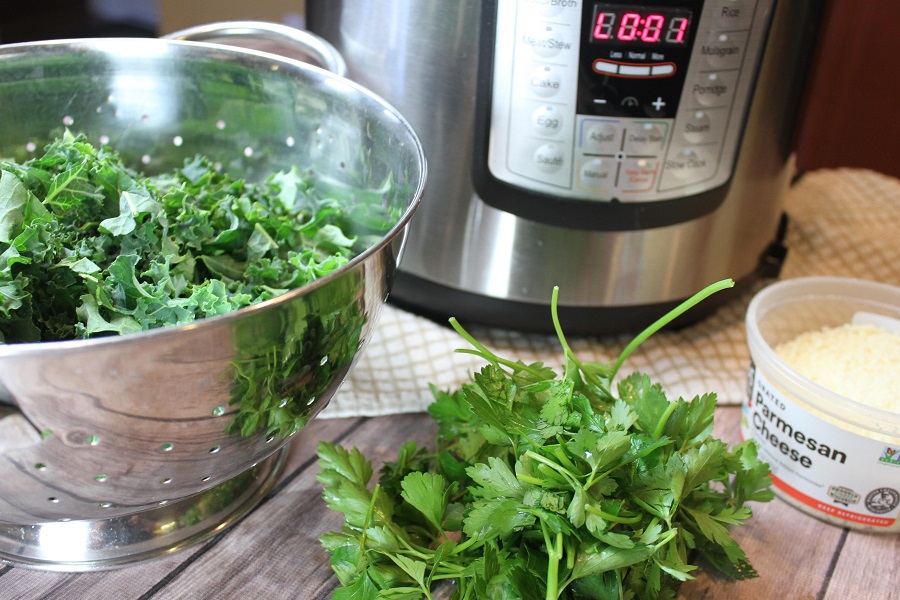 I Love my Instant Pot Memes Close Up of an Instant Pot and a Strainer with Parsley Inside