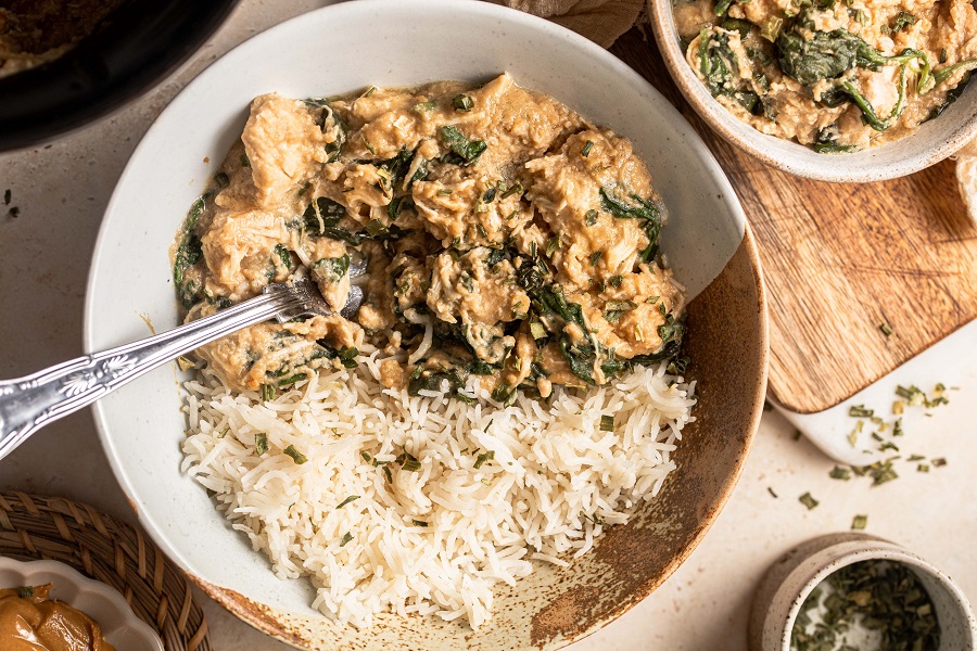 Slow Cooker Chicken and Spinach Rice Bowl Recipe