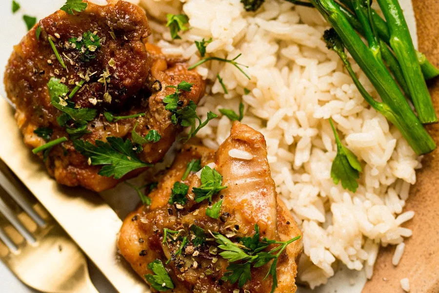 Slow Cooker Chicken Teriyaki Freezer Meal Recipe Close Up of Chicken and Rice