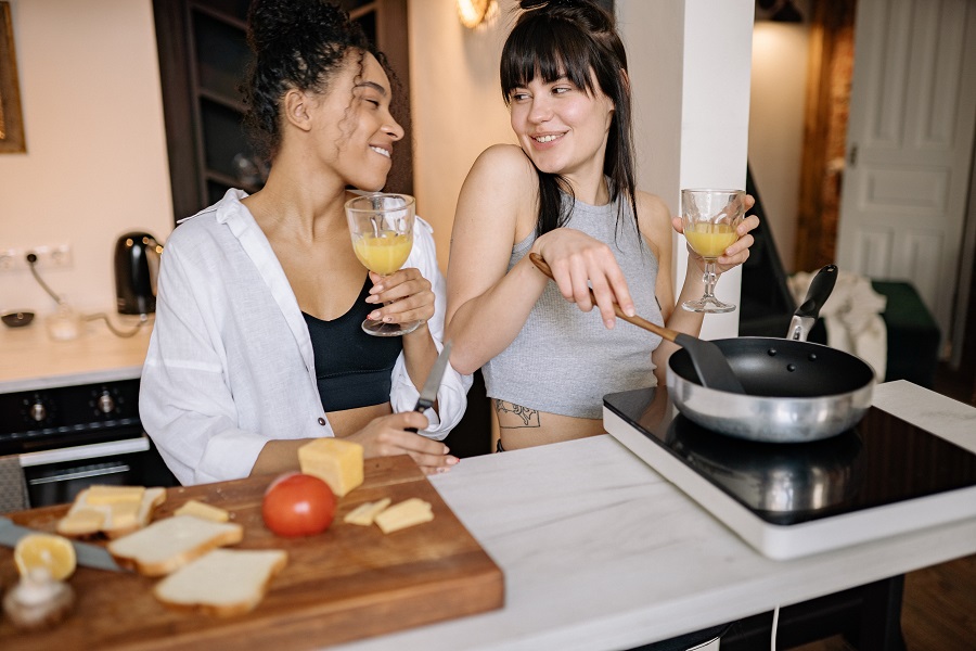 Funny Cooking Memes Two Women Cooking in a Kitchen While Drinking Wine