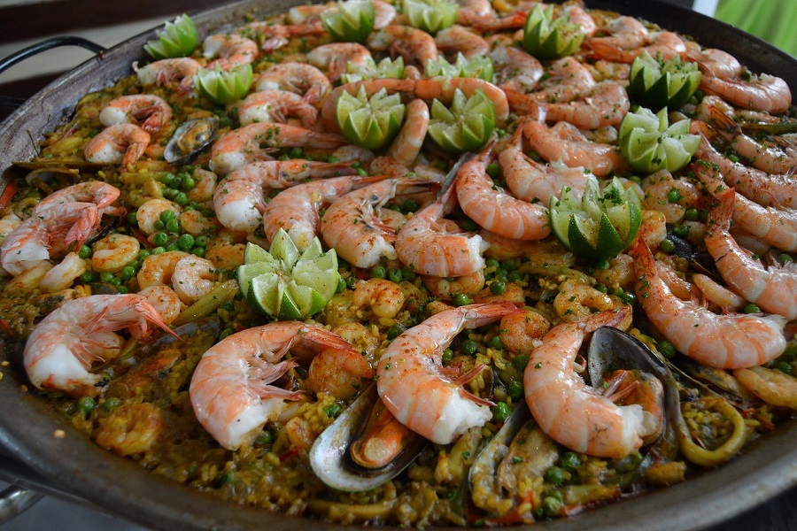 Instant Pot Shrimp Recipes Close Up of a Seafood Paella With Shrimp and Oysters