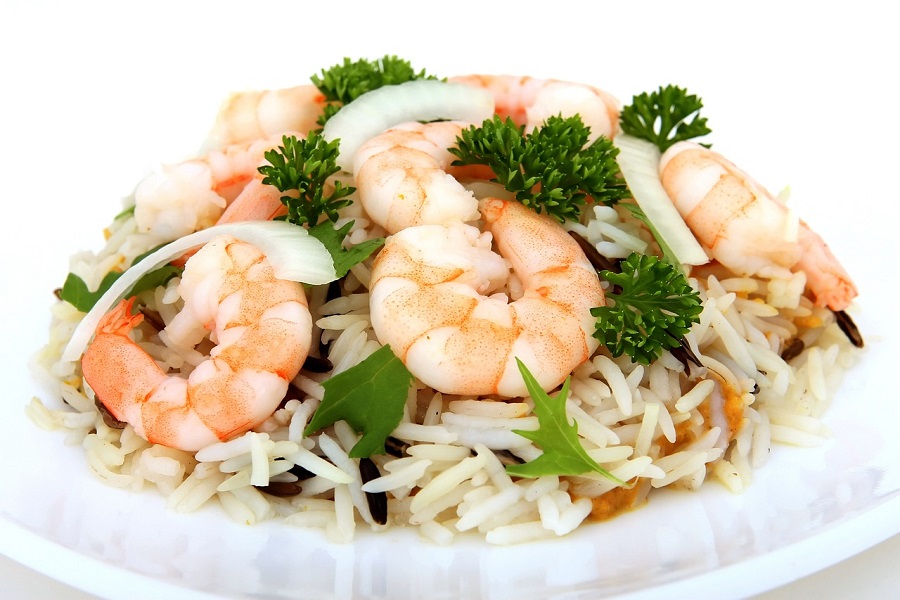 Shrimp Instant Pot Recipes Close Up of a Shrimp and Pasta Dish Garnished with Parsley