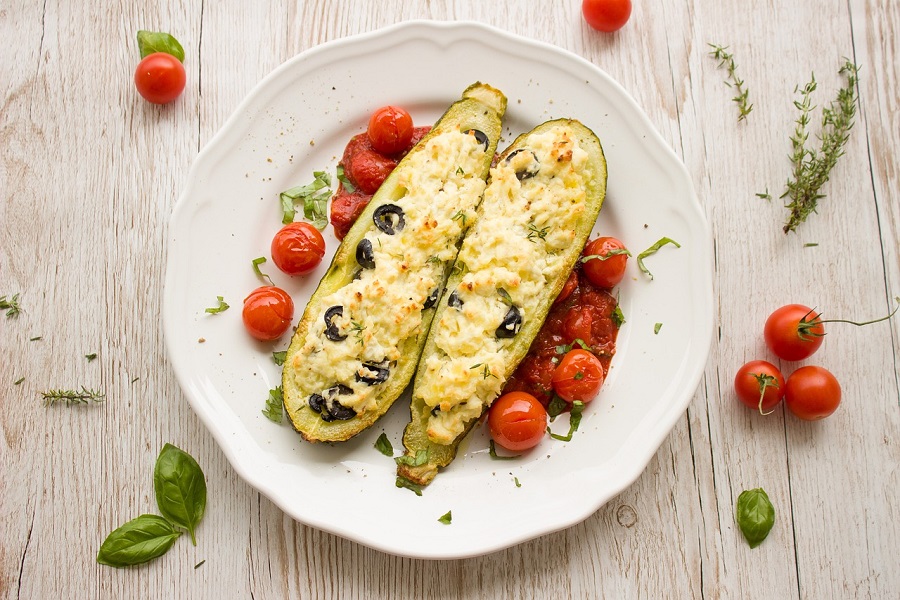 Best Crockpot Zucchini Recipes Overhead View of Zucchini Pizza Boats