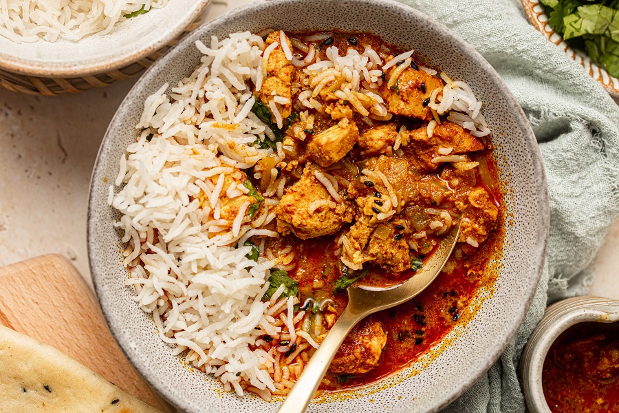 Chicken Dinner Memes Overhead View of a Bowl of Chicken Tikka Masala