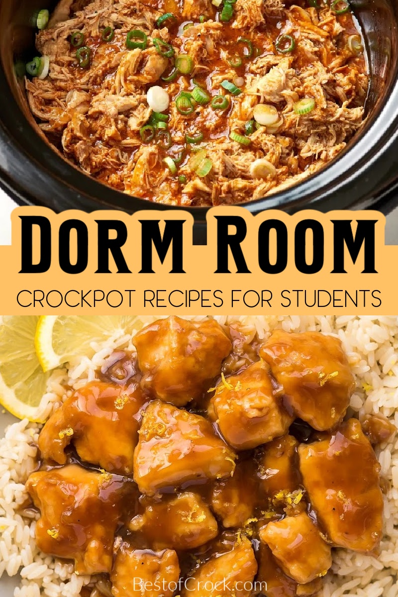 Dorm room crockpot recipes make college recipes easier to make and clean-up a breeze so you can get back to studying. College Recipes | Dinner Recipes for College Students | Drom Room Recipes | Crockpot College Recipes | Slow Cooker Recipes for Students | Crockpot Recipes for Students | Easy Dinner Recipes | Healthy Dinner Recipes | Healthy Dinner Ideas for College via @bestofcrock