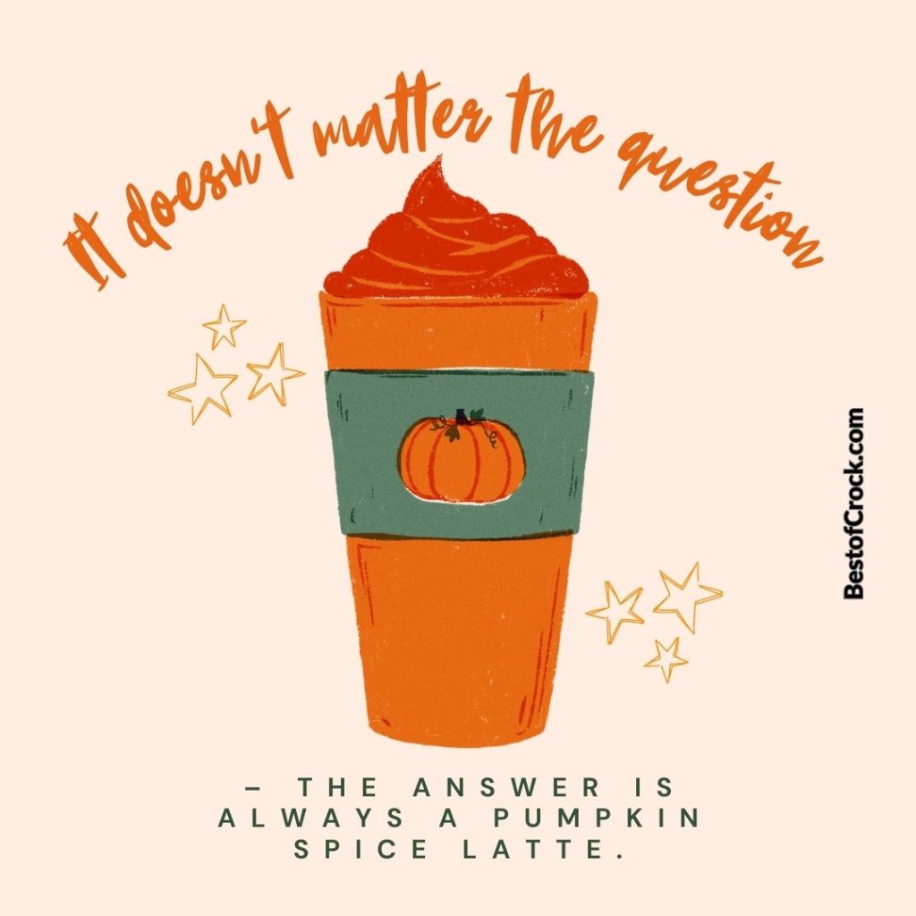 Funny Pumpkin Spice Memes It doesn’t matter the question - the answer is always pumpkin spice latte.