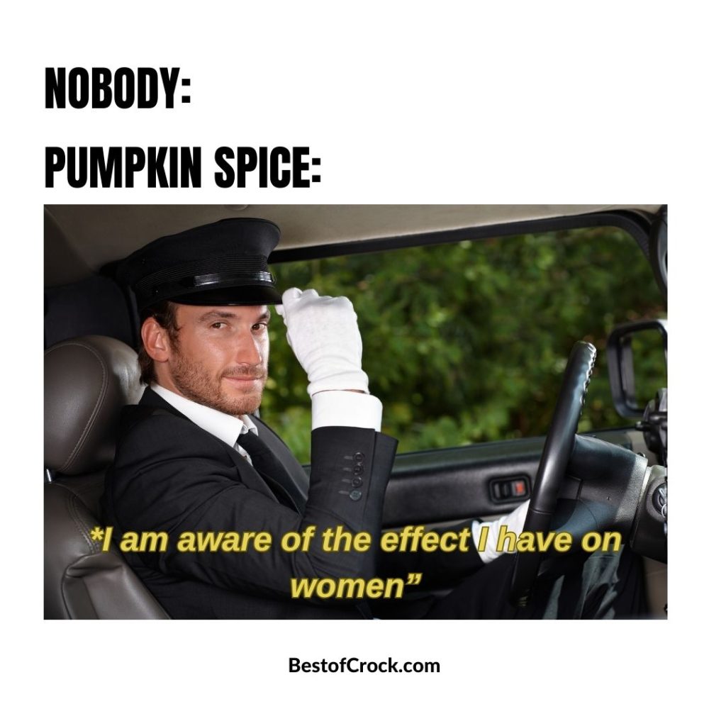 Funny Pumpkin Spice Memes Nobody:
Pumpkin Spice: “I am aware of the effect I have on women.”