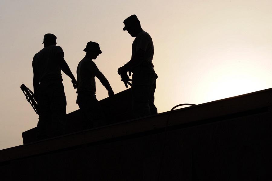 Labor Day Memes Silhouette of Construction Workers on a Roof