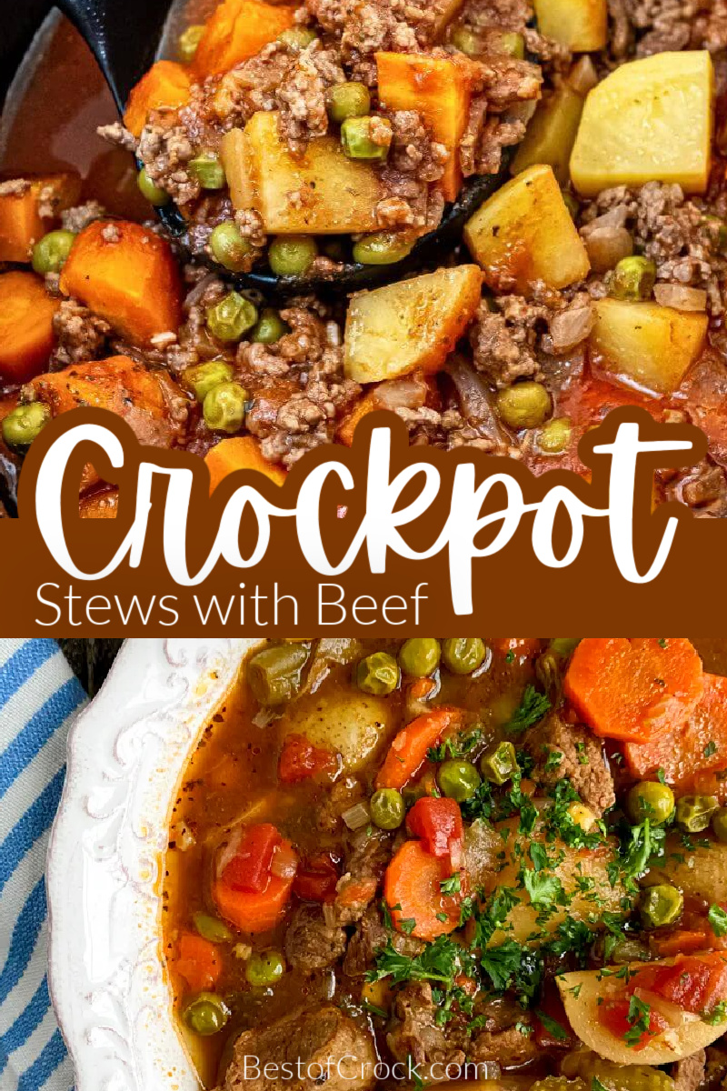 The best crockpot stews with beef for fall are filled with flavor and easy to make, and the leftovers mean saving money on groceries! Crockpot Recipes with Beef | Fall Crockpot Recipes | Crockpot Recipes for Fall | Slow Cooker Fall Recipes | Slow Cooker Stew Recipes | Beef Stew Recipes | Beef Dinner Recipes | Crockpot Family Dinner Recipes | Fall Dinner Ideas via @bestofcrock