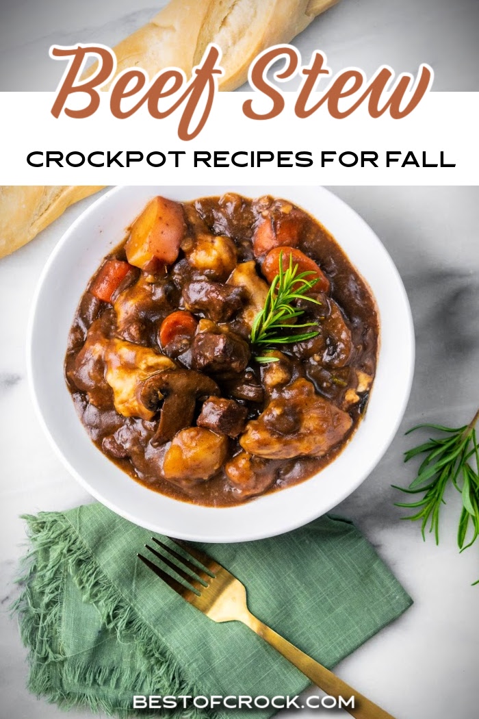 The best crockpot stews with beef for fall are filled with flavor and easy to make, and the leftovers mean saving money on groceries! Crockpot Recipes with Beef | Fall Crockpot Recipes | Crockpot Recipes for Fall | Slow Cooker Fall Recipes | Slow Cooker Stew Recipes | Beef Stew Recipes | Beef Dinner Recipes | Crockpot Family Dinner Recipes | Fall Dinner Ideasv