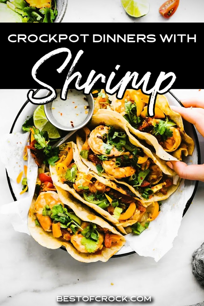 Your meal planning is done with these easy crockpot dinner recipes with shrimp! Make a delicious seafood dinner any night of the week! Crockpot Seafood Recipes | Slow Cooker Dinner Recipes | Slow Cooker Shrimp Recipes | Shrimp Recipes for Two | Ways to Cook Shrimp | Frozen Shrimp Ideas | Crockpot Date Night Reicpes | Slow Cooker Dinner Party Recipes | Crockpot Recipes for Two | Easy Dinner Recipes | Easy Shrimp Dinners