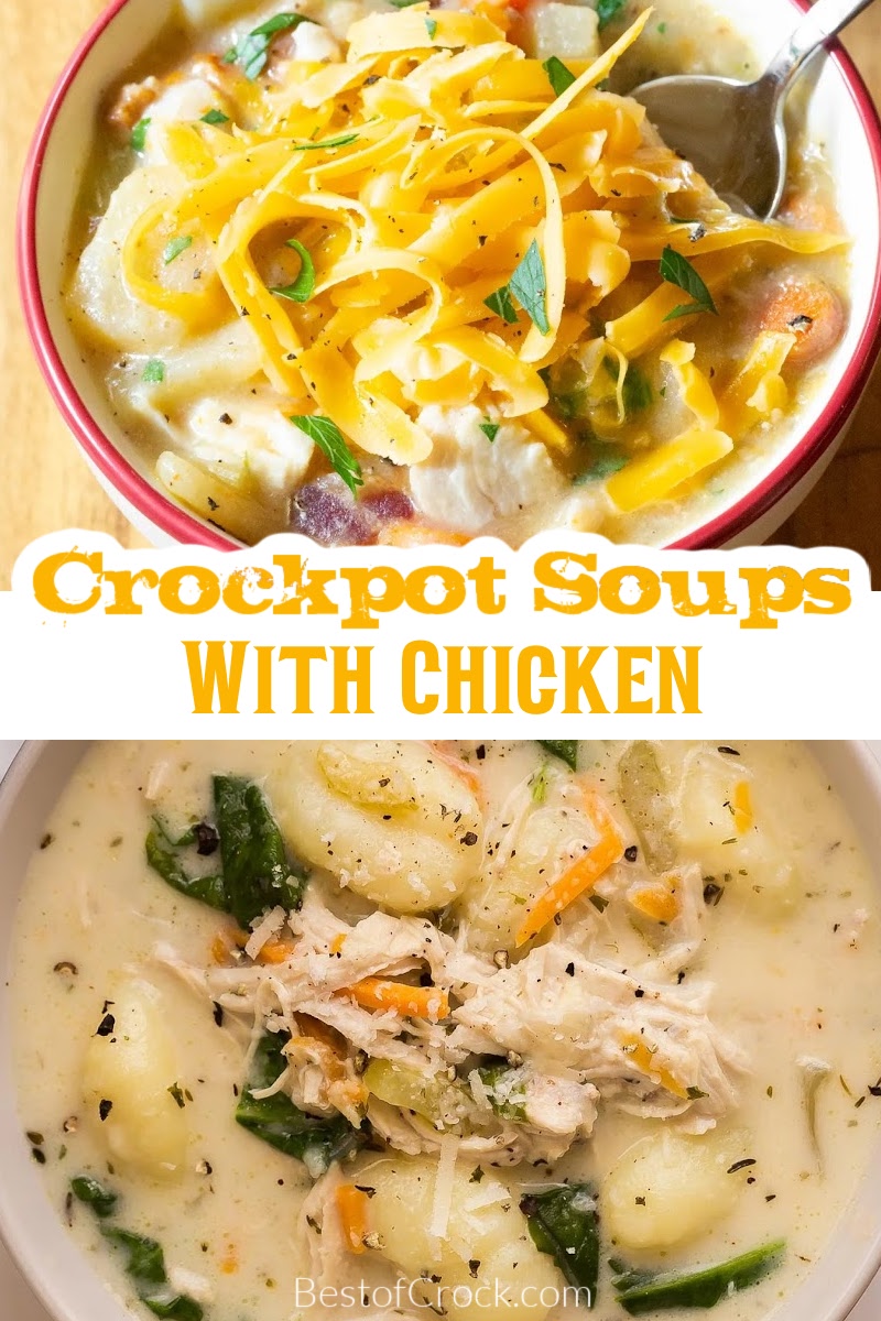 Easy slow cooker soups with chicken for fall make for some amazing comfort food recipes or fall dinner party appetizers. Fall Soup Recipes | Chicken Soup Recipes | Soup Recipes with Chicken | Fall Dinner Party Recipes | Fall Dinner Recipes | Meal Prep Recipes | Crockpot Soup Recipes | Crockpot Soups with Chicken | Homemade Soup Recipes | Healthy Crockpot Recipes | Healthy Slow Cooker Recipes