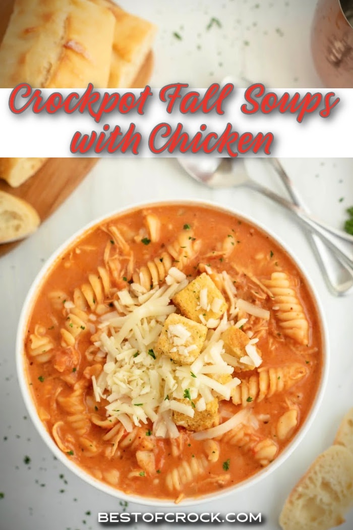 Easy slow cooker soups with chicken for fall make for some amazing comfort food recipes or fall dinner party appetizers. Fall Soup Recipes | Chicken Soup Recipes | Soup Recipes with Chicken | Fall Dinner Party Recipes | Fall Dinner Recipes | Meal Prep Recipes | Crockpot Soup Recipes | Crockpot Soups with Chicken | Homemade Soup Recipes | Healthy Crockpot Recipes | Healthy Slow Cooker Recipes