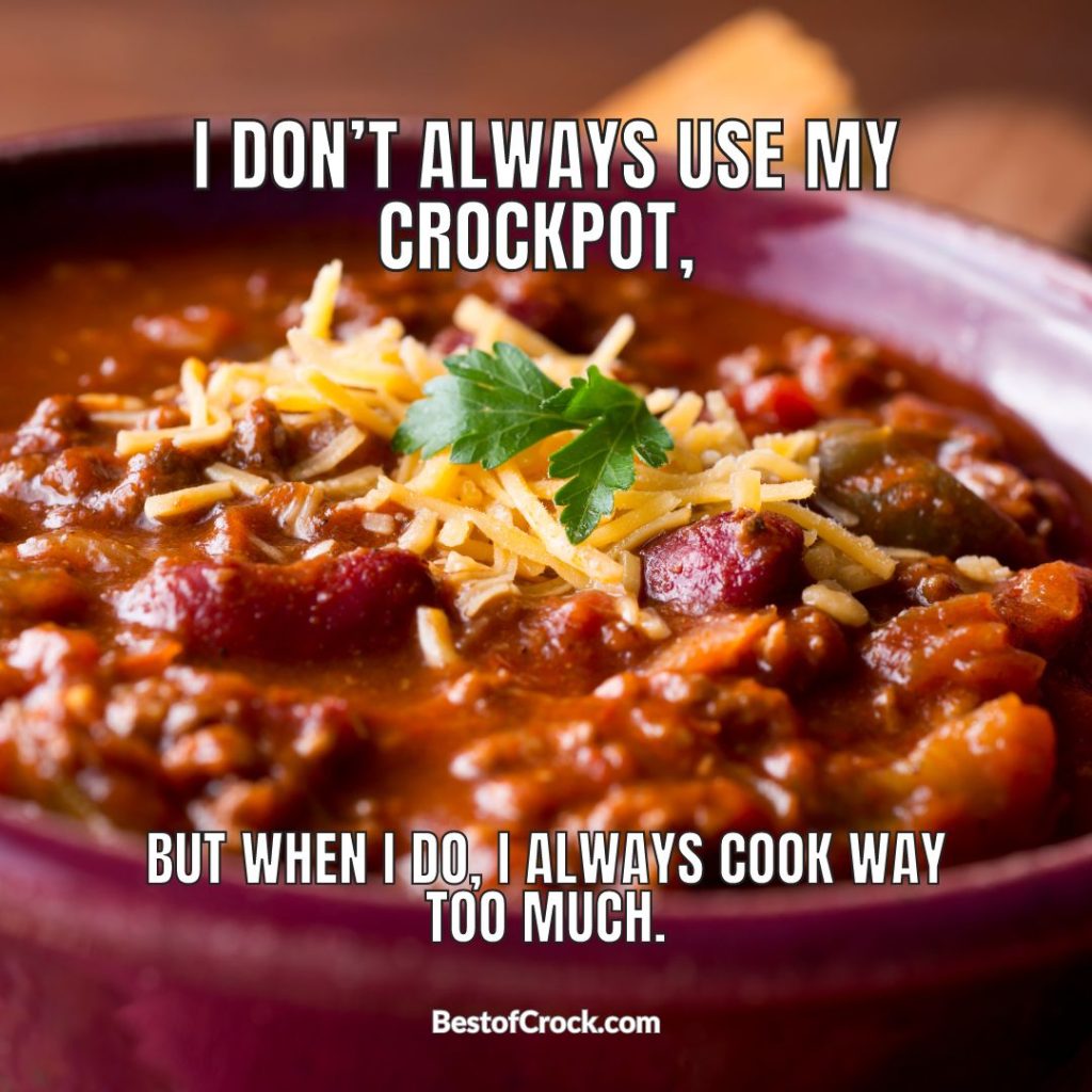 Funny Slow Cooker Memes I don’t always use my crockpot, but when I do, I always cook way too much.
