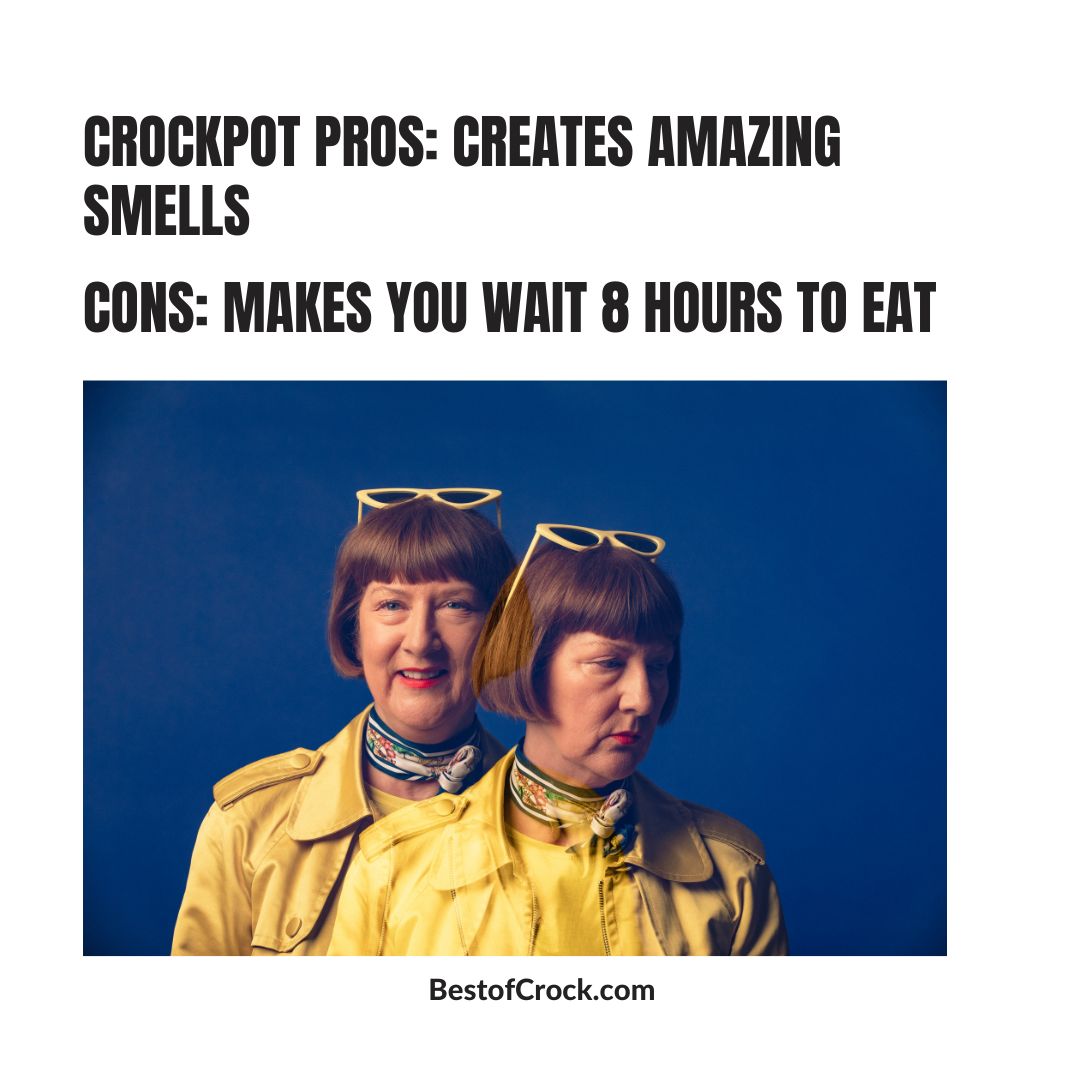 Funny Slow Cooker Memes Crockpot Pros: Creates amazing smells
Cons: Makes you wait 8 hours to eat