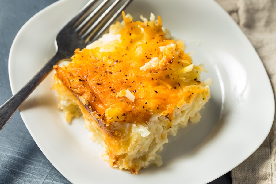 Crockpot Hashbrown Casserole Recipes Without Sour Cream Close Up of a Plate of Hashbrown Casserole