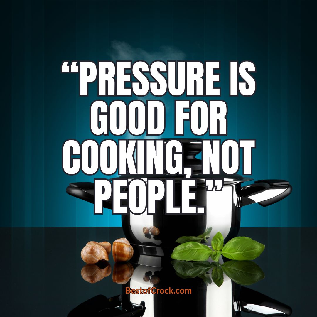 Actual Pressure Cooker Quotes Pressure is good for cooking, not people.