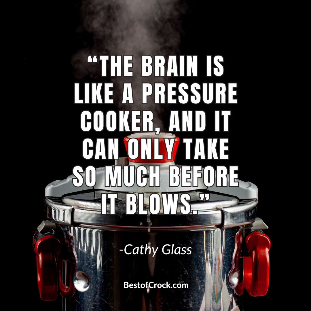 Actual Pressure Cooker Quotes "The brain is like a pressure cooker, and it can only take so much before it blows." -Cathy Glass