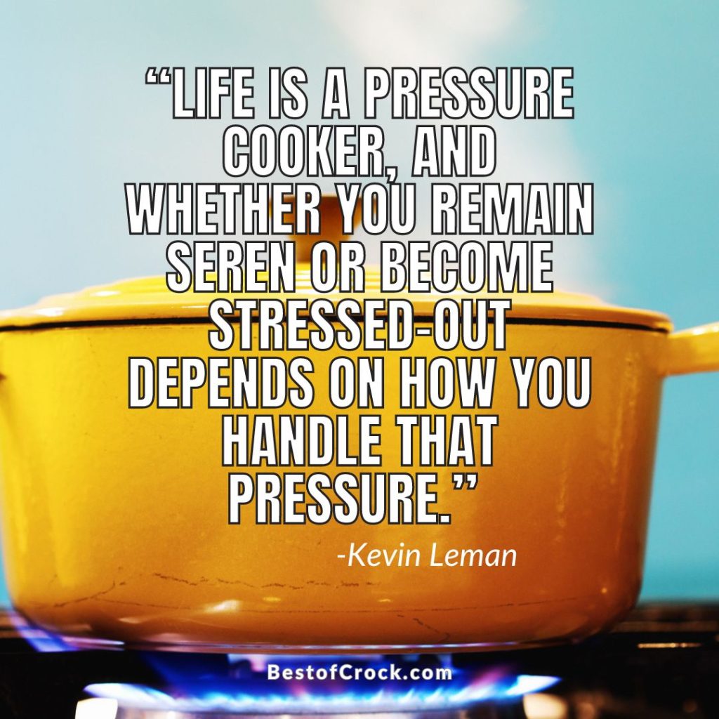 Actual Pressure Cooker Quotes “Life is a pressure cooker, and whether you remain serene or become stressed-out depends on how you handle that pressure.” -Kevin Leman