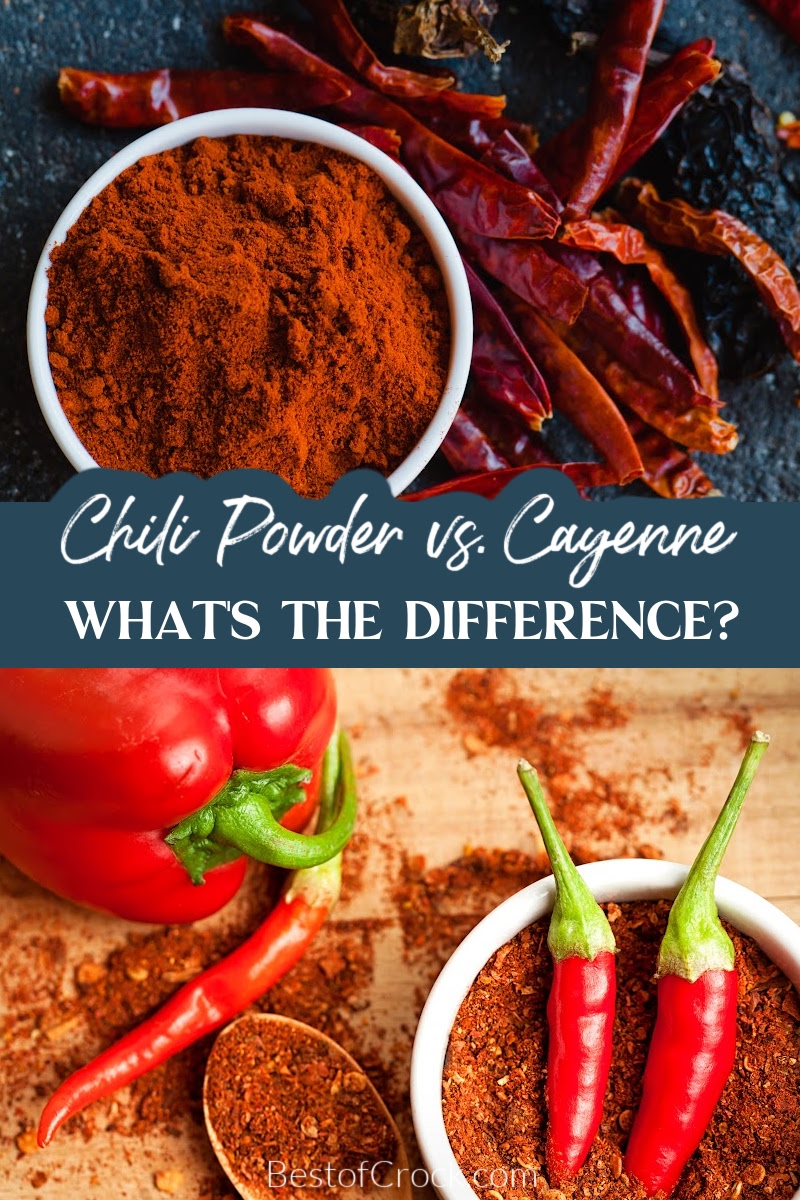 We all should know the differences between chili powder vs cayenne pepper powder so we can add the flavor we want to our recipes and make appropriate substitutions in our recipes. Difference Between Chili Powder and Cayenne | What is Cayenne Powder | What is Chili Powder | How to Make Chili Powder | Chili Powder Recipes | Recipes with Cayenne | Recipes with Chili Powder via @bestofcrock