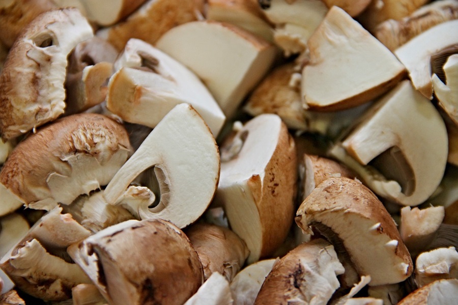 Mushroom Caps vs Stems Cooking Tips Close Up of Diced Mushrooms