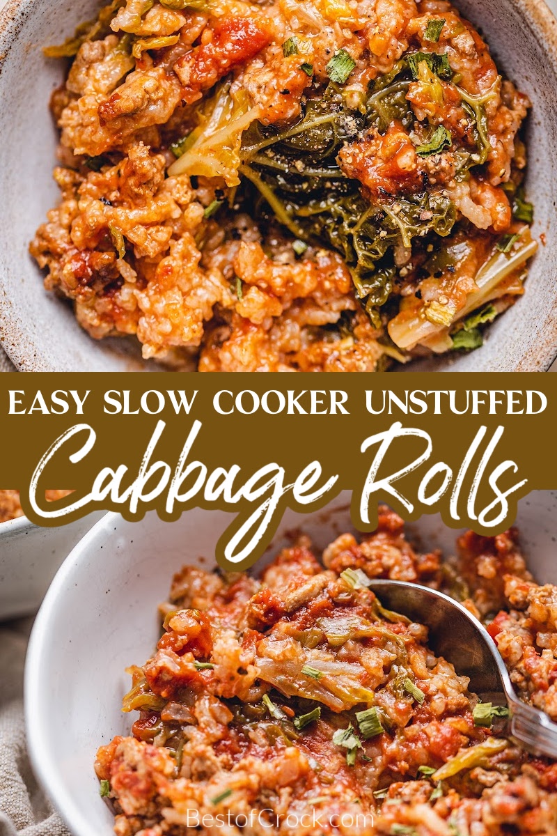 Crockpots make enjoying unstuffed cabbage rolls so much easier. This is an easy crockpot recipe that provides a healthy dinner for the whole family. Healthy Crockpot Recipes | Family Dinner Recipes | Crockpot Cabbage Recipes | Healthy Cabbage Recipes | Crockpot Lunch Recipes | Party Recipes | Crockpot Recipes for a Crowd | Recipes with Cabbage | Vegetable Recipes