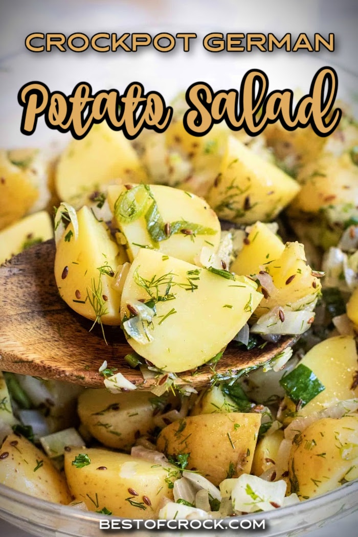 Crockpot German potato salad recipes might just end up being the best crockpot side dish with potatoes you have ever made! Hot Potato Salad | Crockpot Potato Salad | Hot German Potato Salad Celery | Crockpot Side Dish Recipes with Potatoes | Crockpot Recipes with Potatoes | Summer BBQ Side Dishes | BBQ Side Dish Recipes via @bestofcrock
