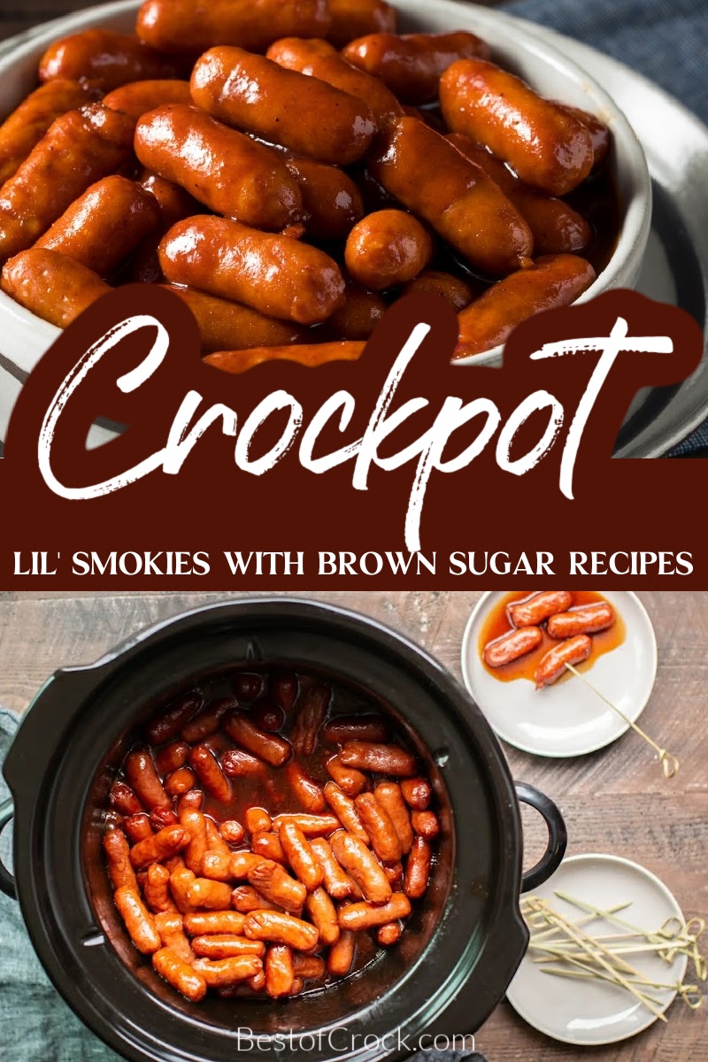 Crockpot little smokies with brown sugar recipes make the best crockpot party recipe for appetizers and finger foods. Crockpot Party Recipes | Party Appetizer Recipes | Crockpot Finger Foods | Slow Cooker Little Smokies with Bacon | Cocktail Weenie Recipes via @bestofcrock