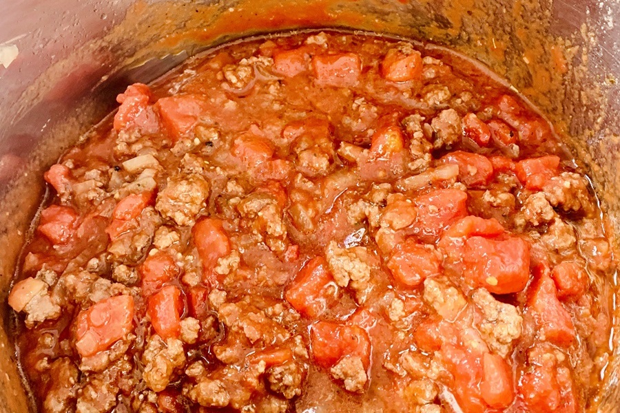 Leftover Hamburger Meat Recipes for Dinner Close Up of Ground Beef in a Pot with Tomato Sauce