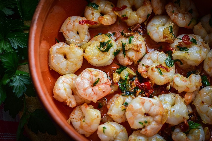 Texas Roadhouse Shrimp Recipe Ideas Overhead View of a Small Bowl Filled with Shrimp
